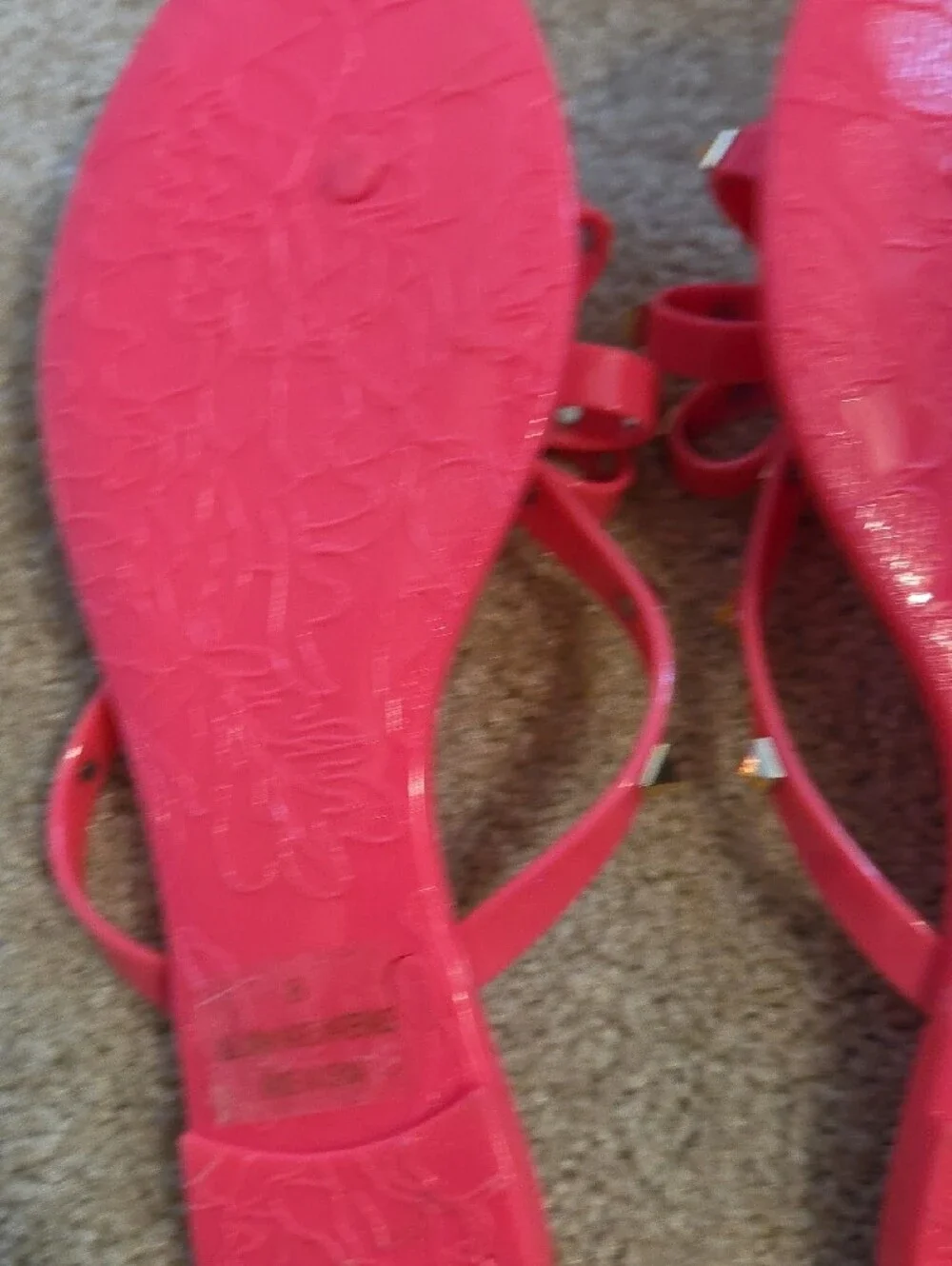 NEW Hot Pink Bow Jelly Sandals with Gold Rockstar Studs